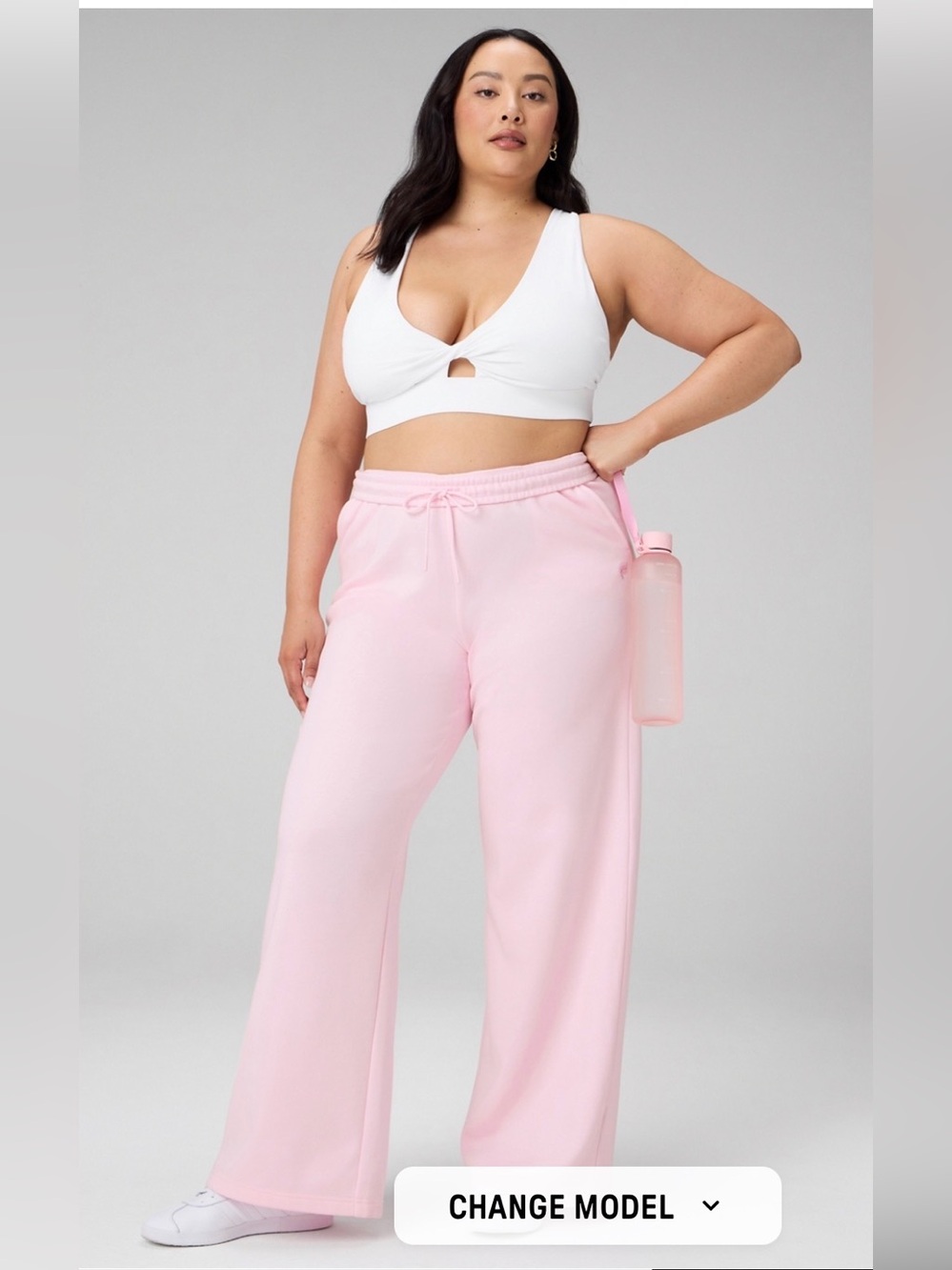 Fabletics Light Pink Wide-Leg Sweatpants